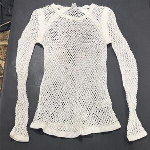Helmut Lang White Long Sleeve Mesh Top
